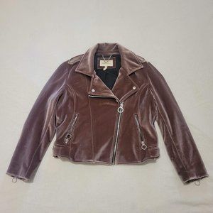 BCBG Dusty Mauve Velvet Motorcycle Jacket